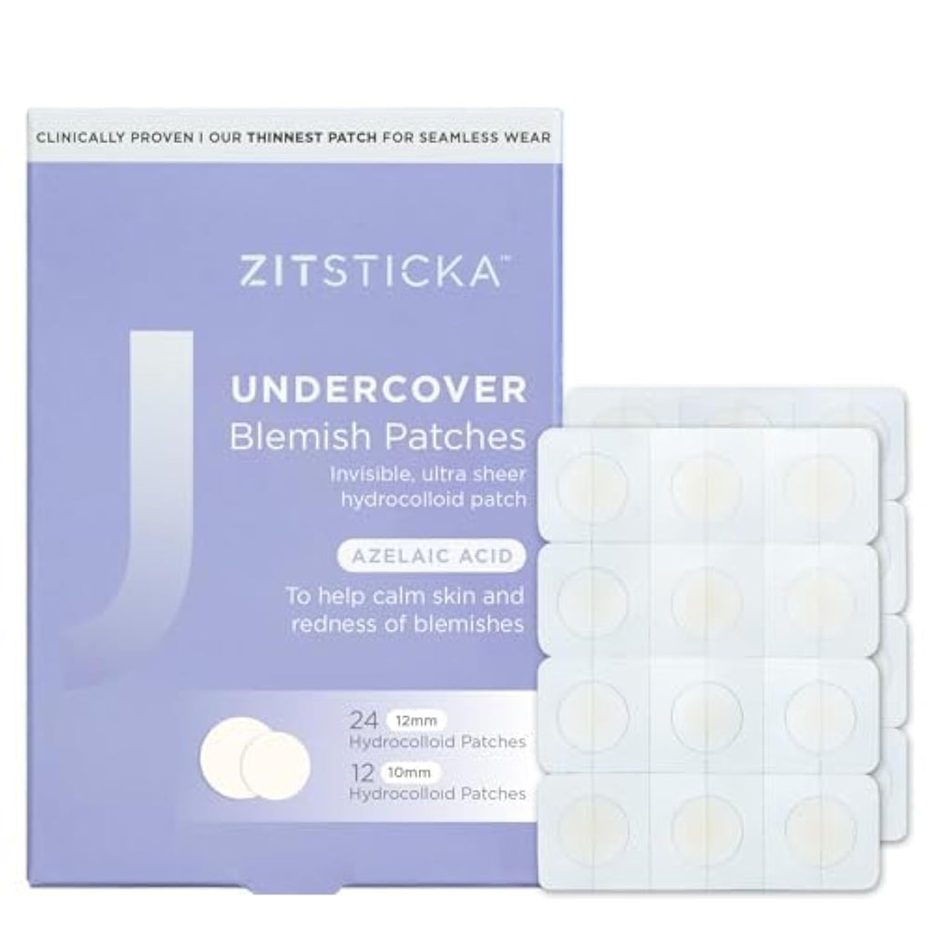 ZitSticka Pimple Patches for Face and Body, Hydrocolloid Patches to Cover Zits & Blemishes, Acne Patches or Zit Spot Stickers, Body Blemish Patch (UNDERCOVER INVISIBLE 36 Pack)