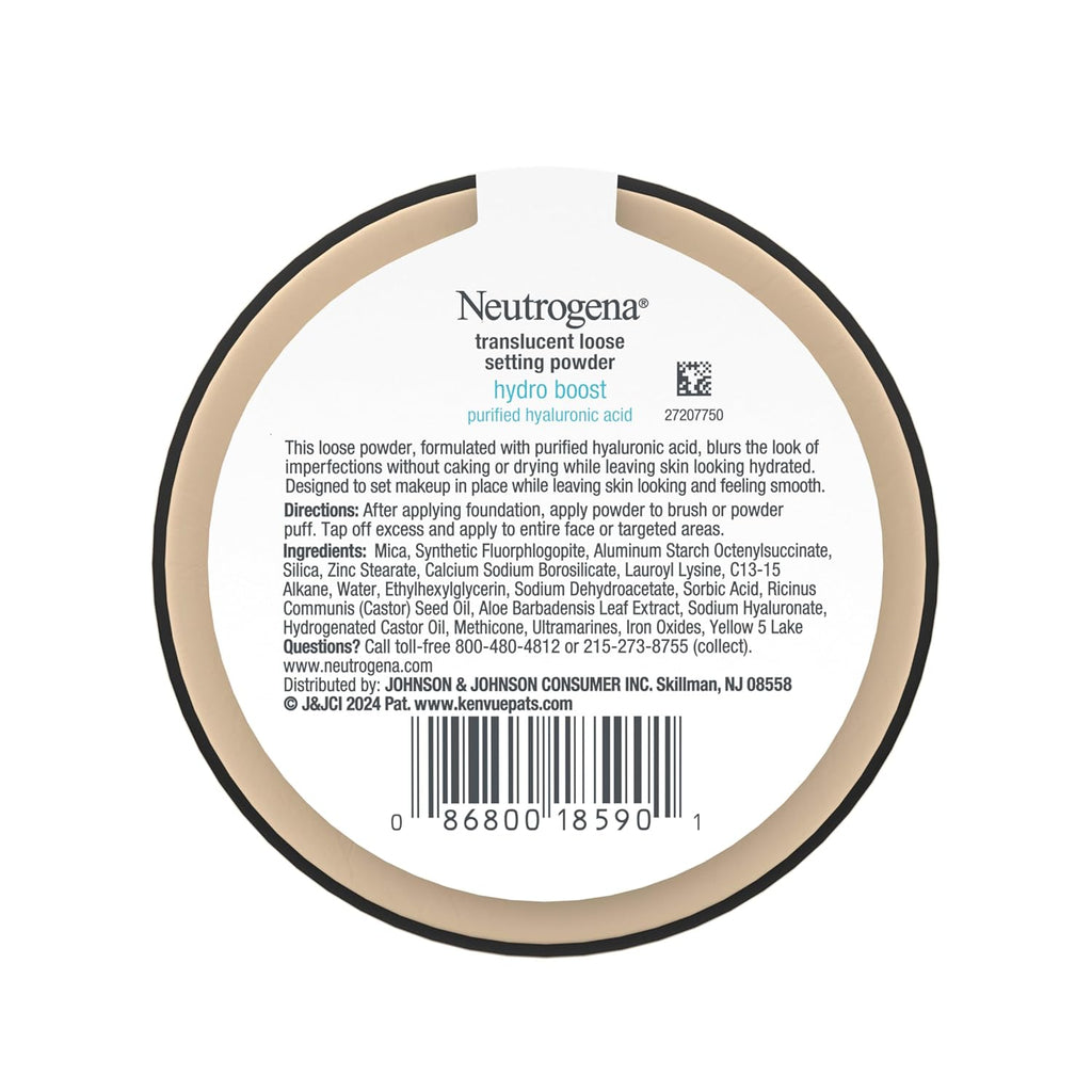 Neutrogena Hydro Boost Translucent Loose Setting Powder, Makeup with Purified Hyaluronic Acid, .44 oz