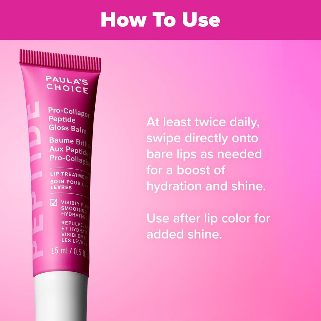 Paula’s Choice Pro-Collagen Peptide Gloss Balm, Plumps, Hydrates & Smooths Lips, Sheer & Glossy Finish for Fuller Lips, Cruelty-Free, 0.5 Fl Oz.