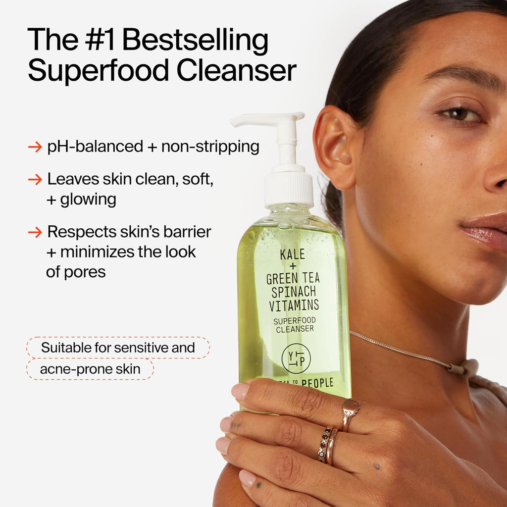 Youth To The People Superfood Facial Cleanser - Kale + Green Tea Daily Face Wash, Gentle Makeup Remover, With Antioxidants for Glowing Skin & Less Visible Pores, Award-winning, Refillable Packaging