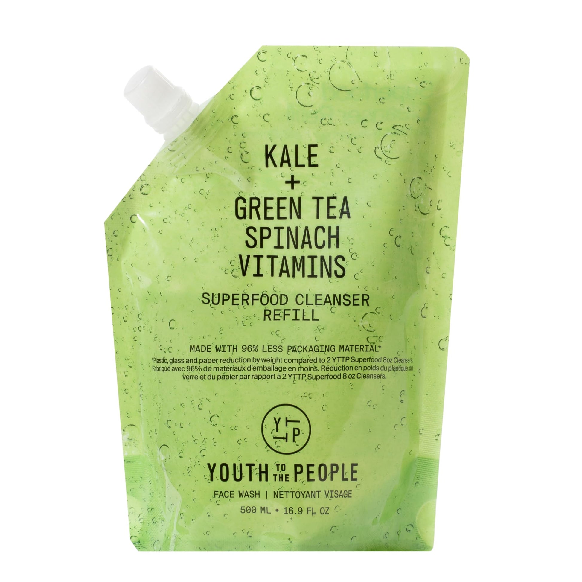 Youth To The People Superfood Facial Cleanser - Kale + Green Tea Daily Face Wash, Gentle Makeup Remover, With Antioxidants for Glowing Skin & Less Visible Pores, Award-winning, Refillable Packaging
